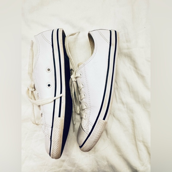 Converse White Leather Sneakers Low-Top Lace-Up 6 - Picture 3 of 6